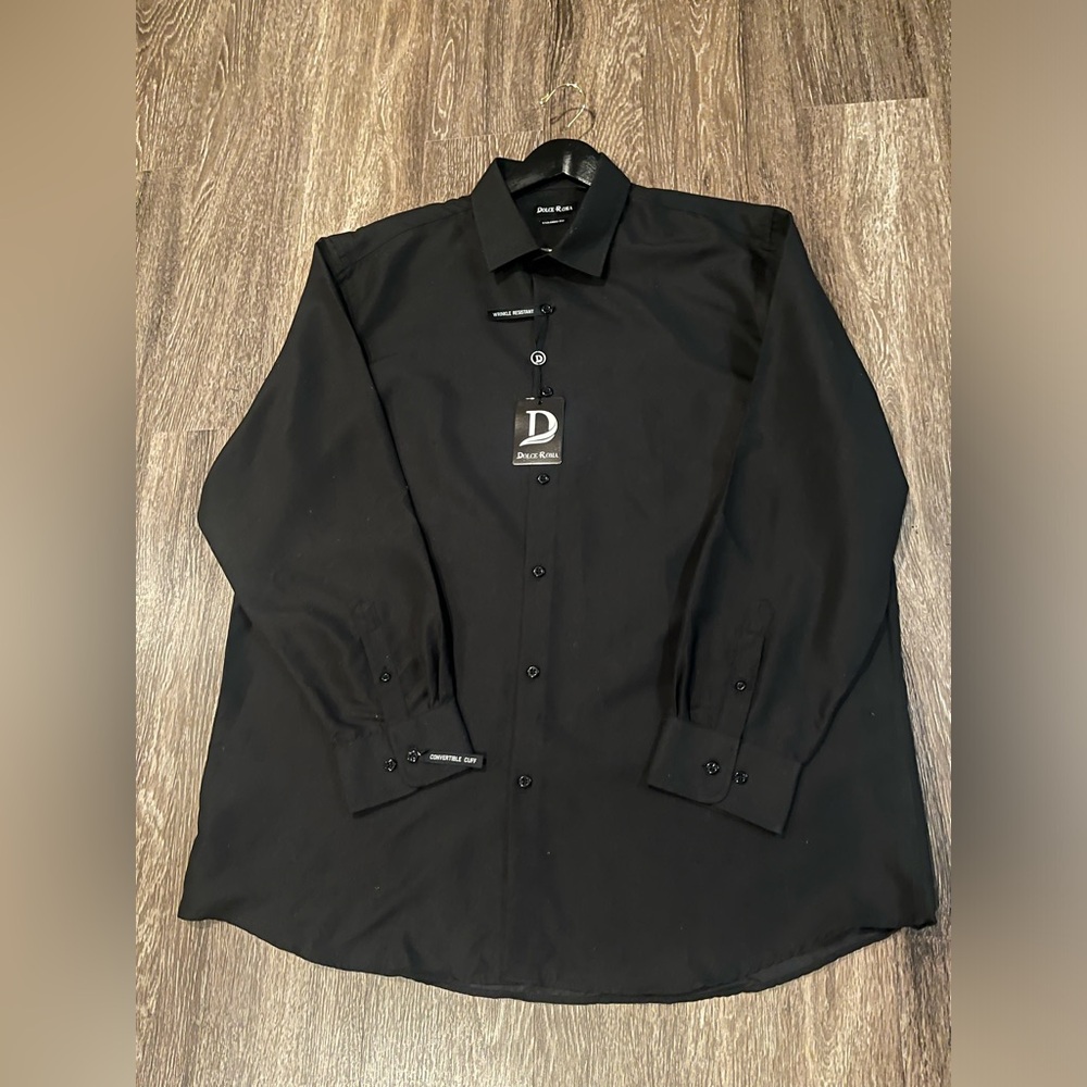 DOLCE ROMA MEN BLACK BUTTON UP SHIRT SIZE LARGE